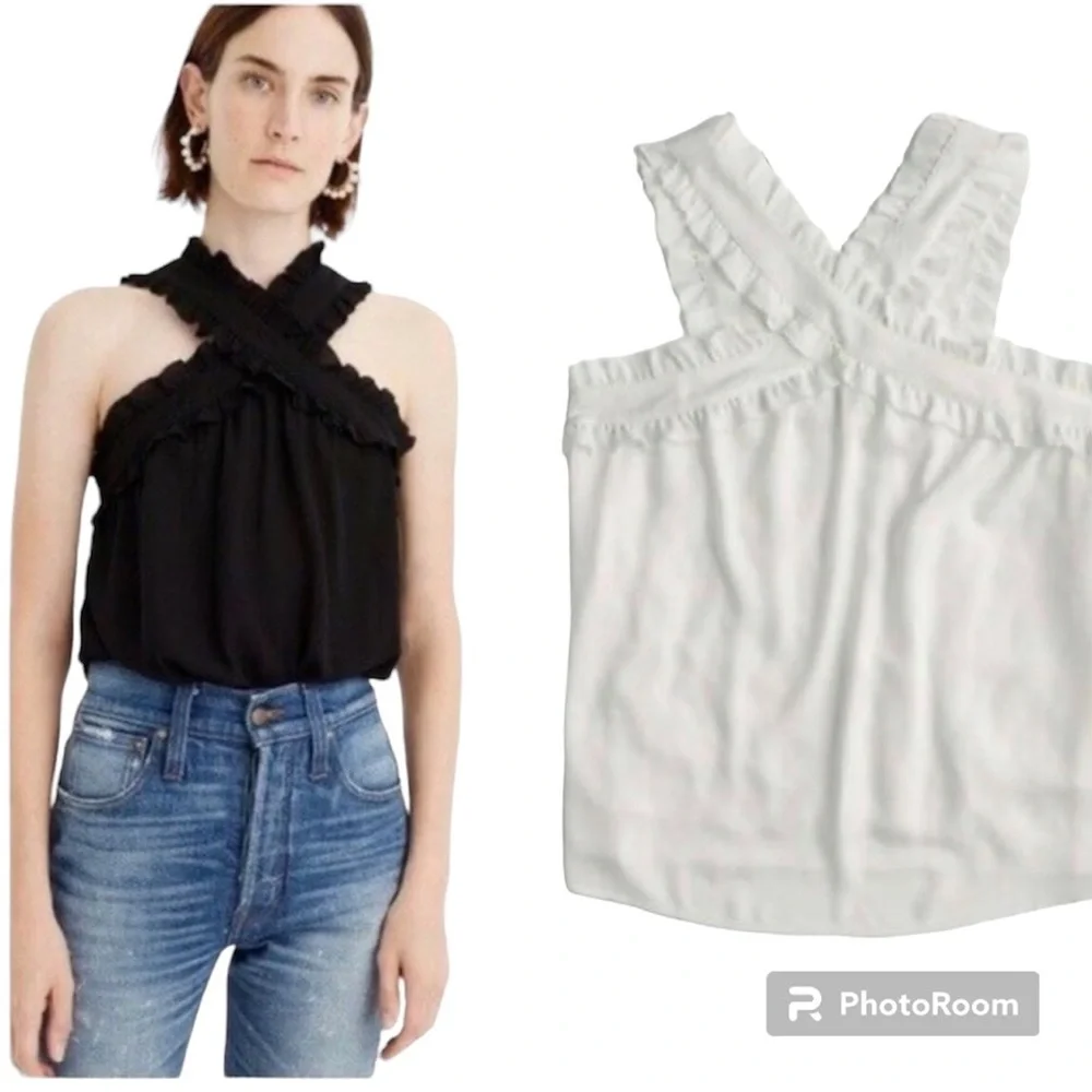 J.crew White‎ Drapey Wrap Chiffon front top
